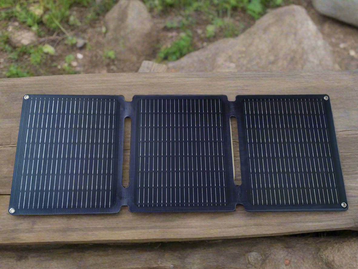 Foldable solar panel on a textured surface