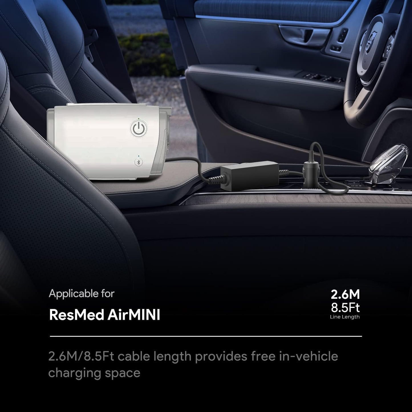 12V Vehicle Cigarette Lighter Adapter for Resmed Air Mini