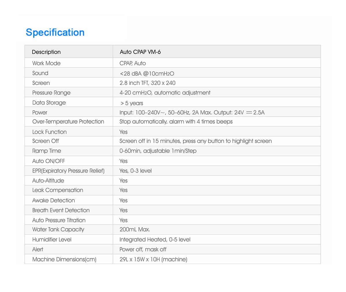 Ventmed VM6 自动 CPAP 机