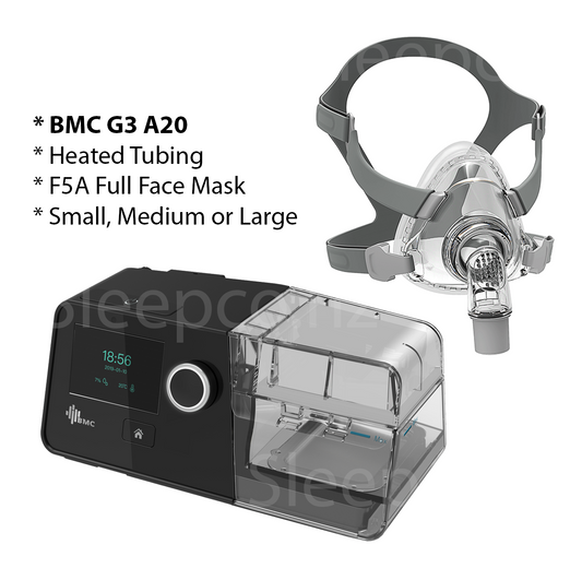 BMC G3 Auto CPAP, F5A Full Face Mask & Heated Tubing Bundle
