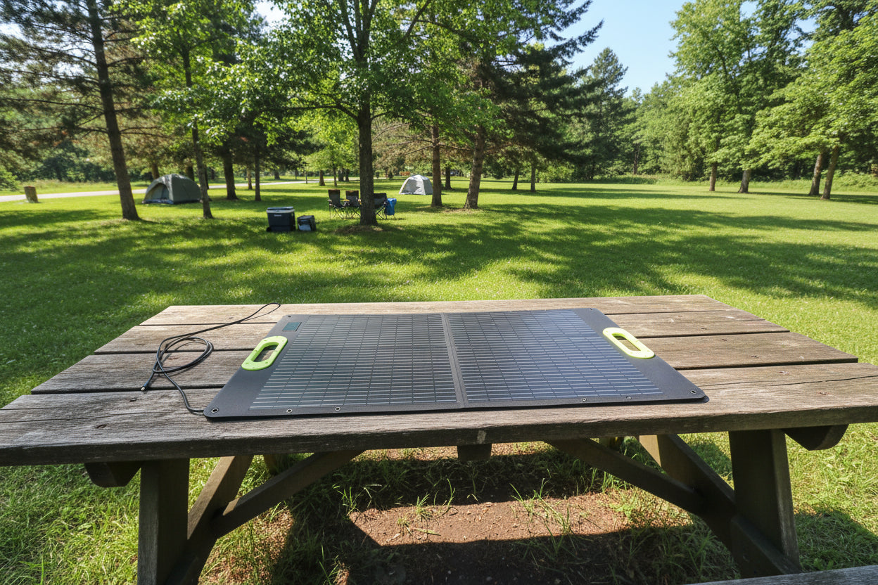 100W Solar Panel Park Bench Charging Battery Campsite CPAP