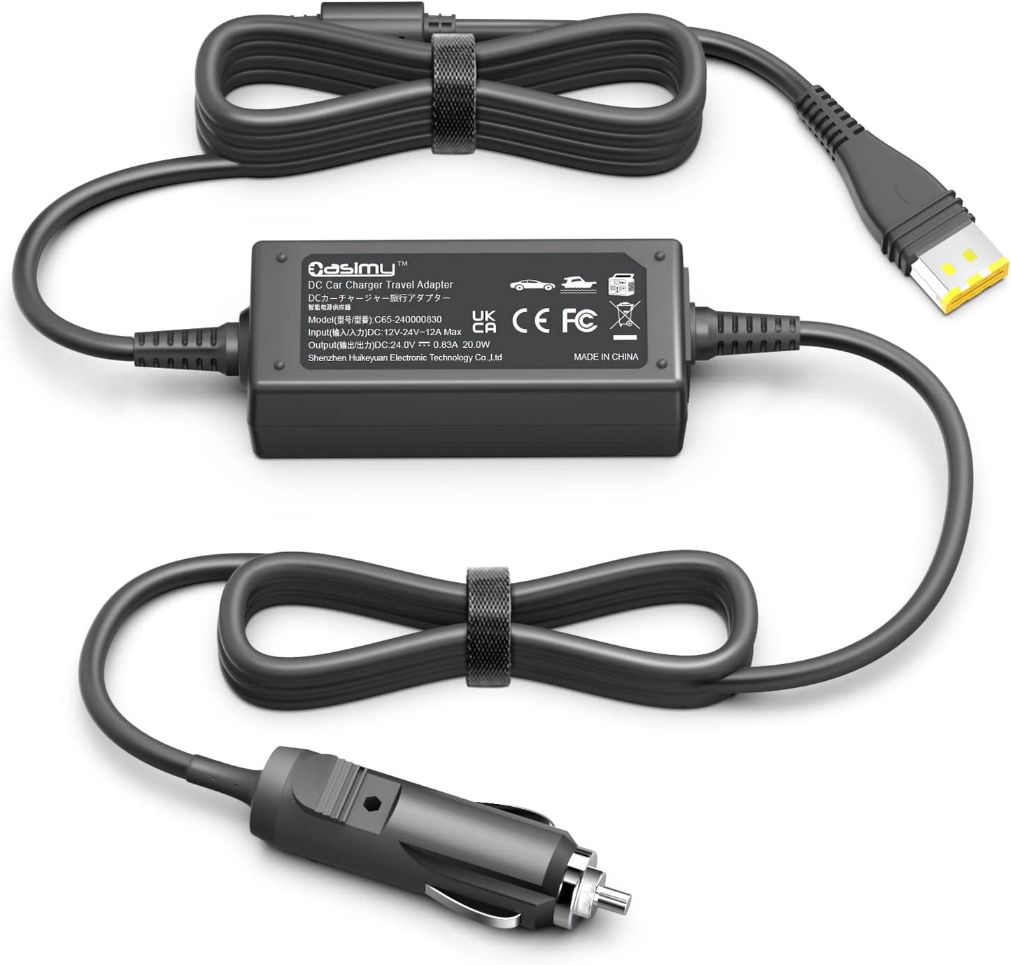 A cigarette lighter adapter with a 12V/24V label, including a power plug and cables, primarily black in color for Resmed Air Mini and Airsense 11