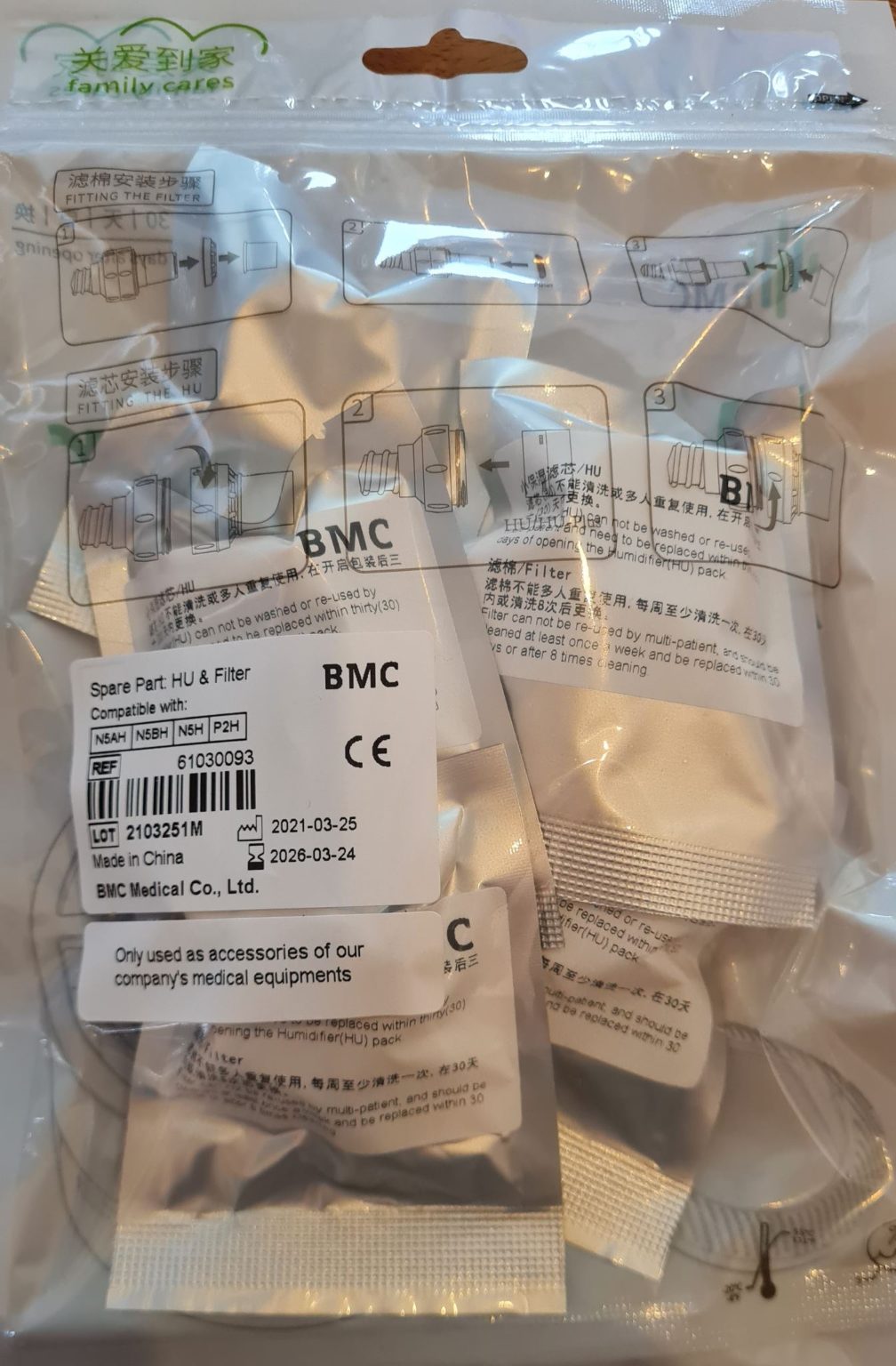 BMC HME Humidification Unit Tablet and Filters X6