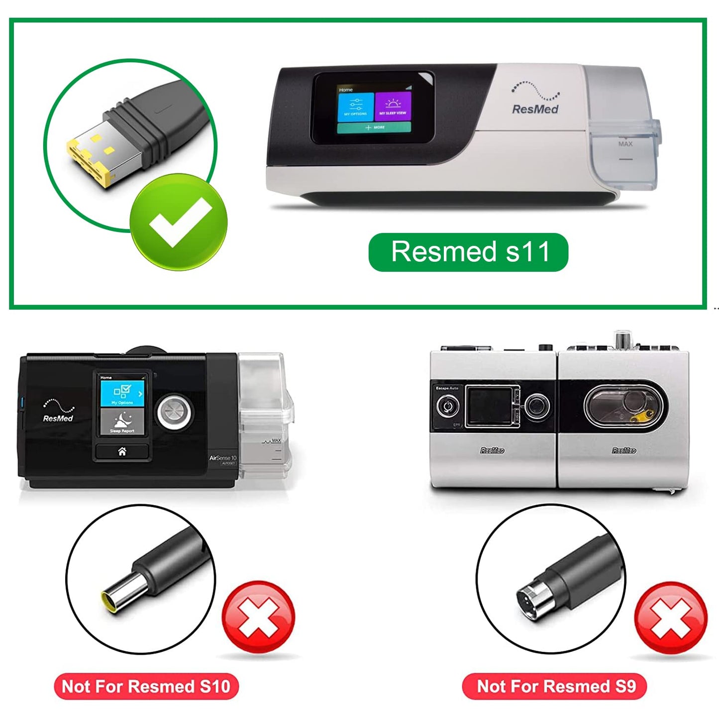 Resmed AirSense S11 Series Vehicle Adapter. Cigarette Lighter to S11