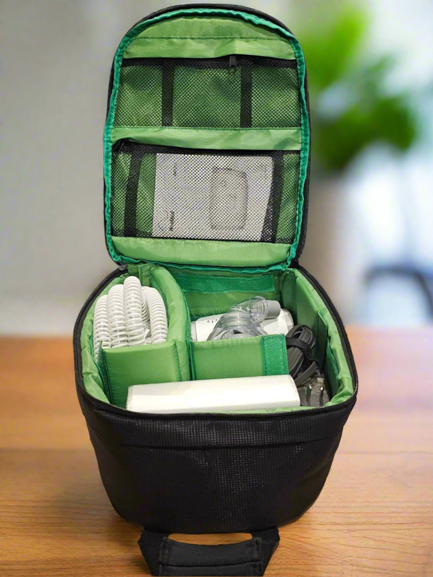 CPAP Backpack with ResMed AirMini or BMC M1 Mini tubing and mask and travel battery bag case